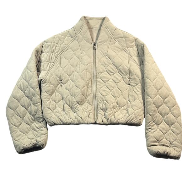 Lululemon Quilted Bomber Jacket Riverstone/Tan Size 4 EUC - Picture 3 of 8